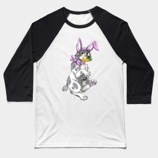 Bobtail BunnyCat: Grey Bicolor (Pink) Baseball T-Shirt